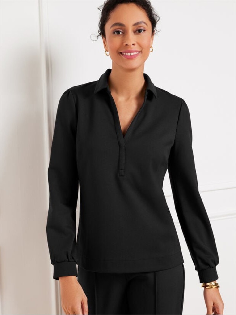 PASSPORT PONTE JOHNNY COLLAR PULLOVER